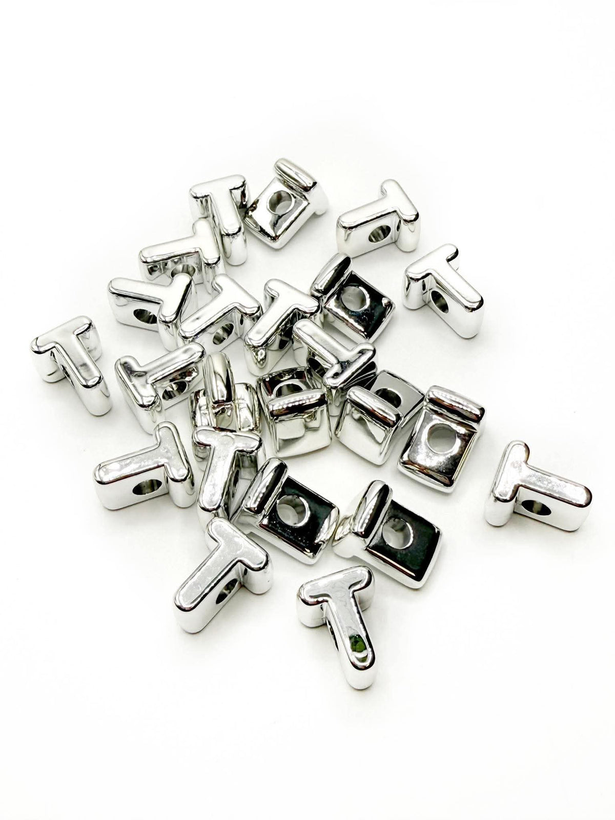 Silver Acrylic Large 20mm HORIZONTAL Hole Letter Beads