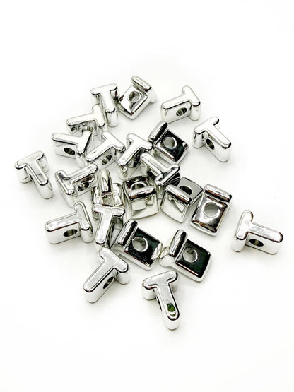 Silver Acrylic Large 20mm HORIZONTAL Hole Letter Beads