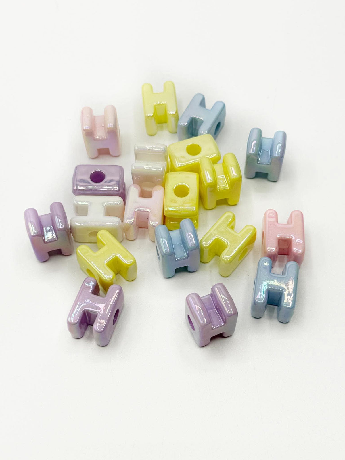 Mixed Pastel SOLID Random Color Acrylic Large 20mm HORIZONTAL Hole Letter Beads