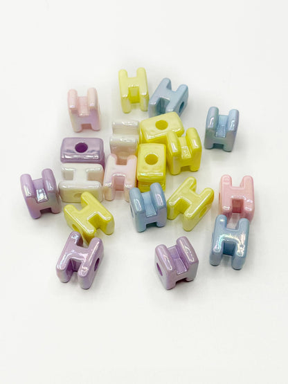 Mixed Pastel SOLID Random Color Acrylic Large 20mm HORIZONTAL Hole Letter Beads