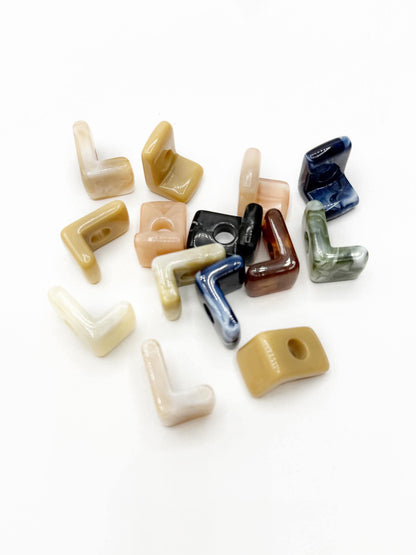 Mixed MARBLE Random Color Acrylic Large 20mm HORIZONTAL Hole Letter Beads