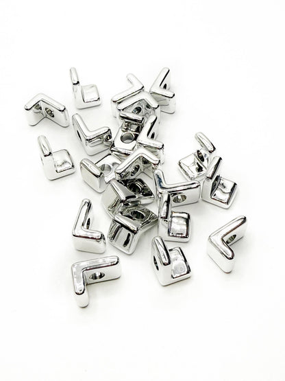 Silver Acrylic Large 20mm HORIZONTAL Hole Letter Beads