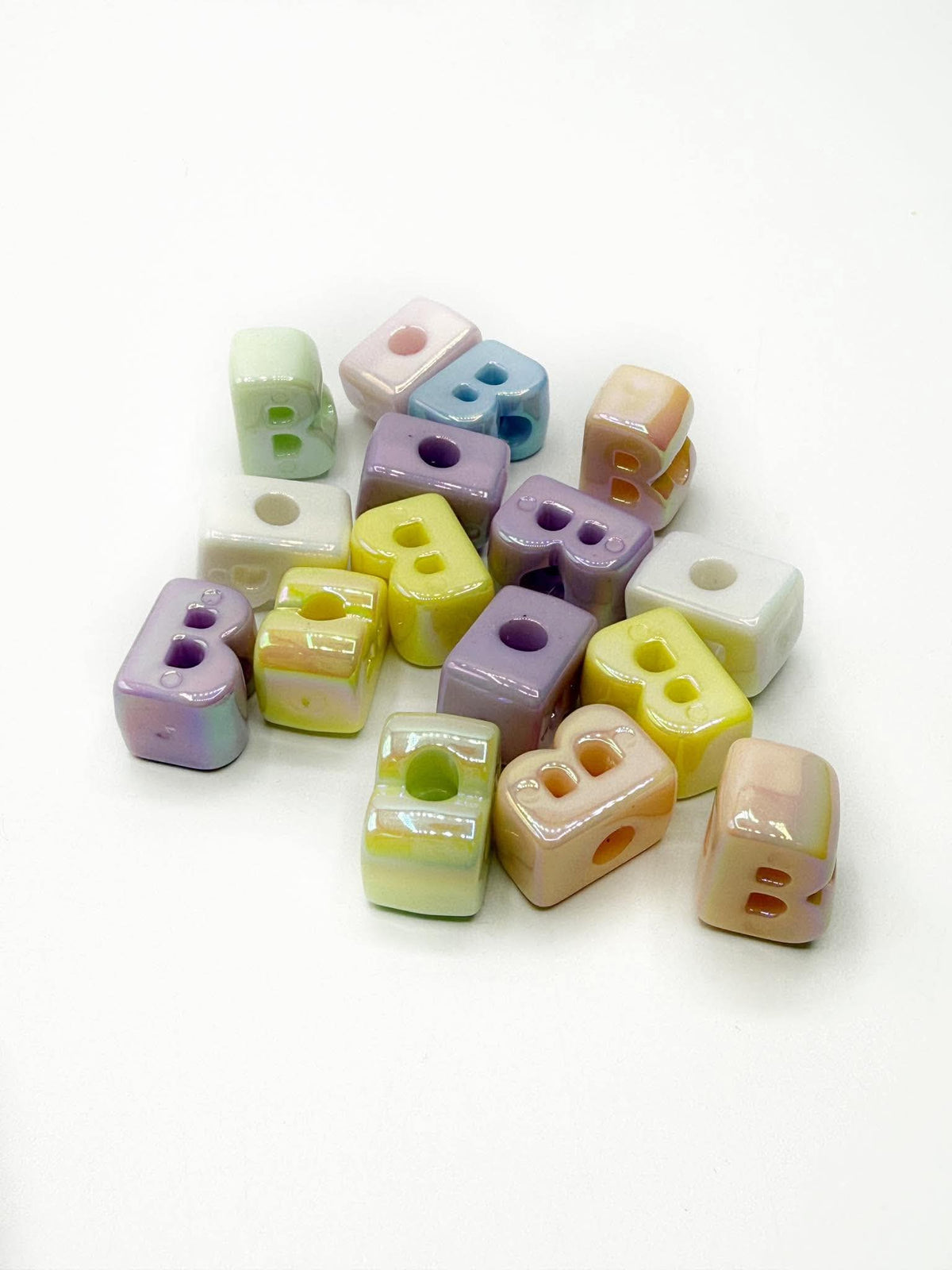 Mixed Pastel SOLID Random Color Acrylic Large 20mm HORIZONTAL Hole Letter Beads