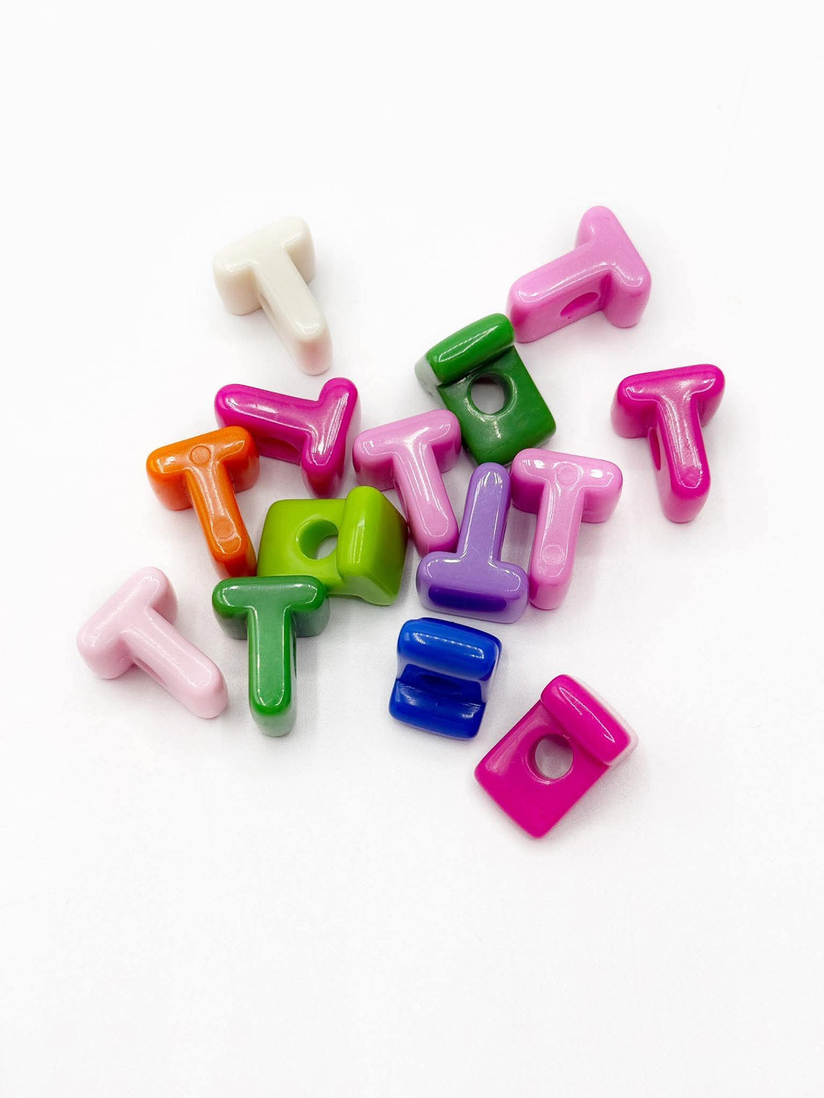 Mixed Primary SOLID Random Color Acrylic Large 20mm HORIZONTAL Hole Letter Beads