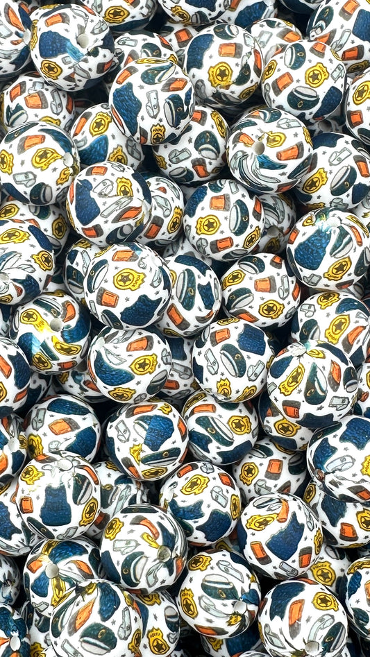 WEE-OOO-WEE-OOO Printed 15mm Bead