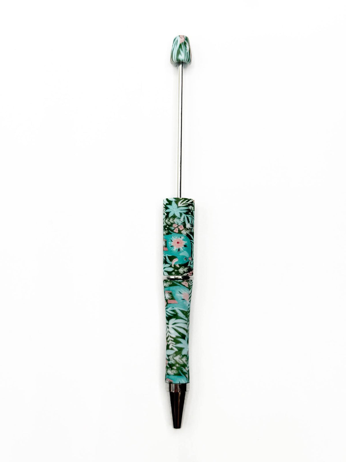 CTS : Création : Stylo perlé imprimé en plastique avec éléphant floral **Brevet en instance**