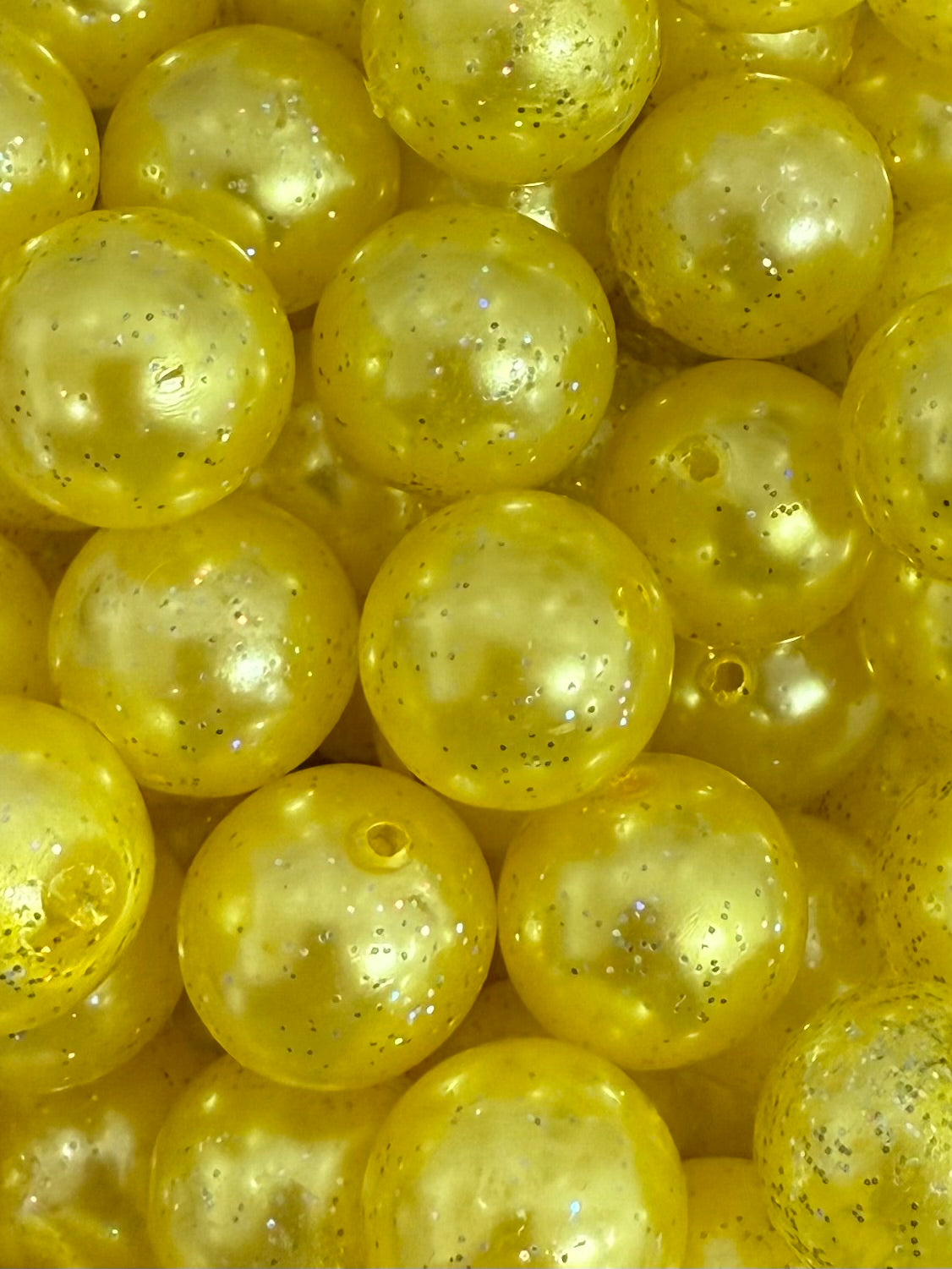 Yellow Solid Glitter 20mm Acrylic Bead