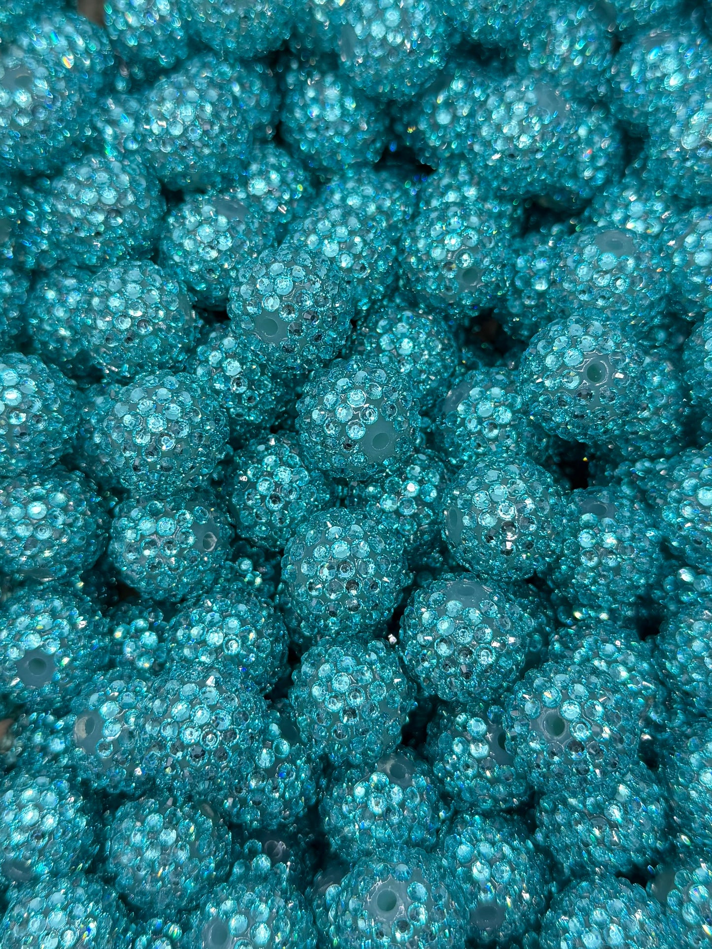 Turquoise Gloss Rhinestone 20mm Acrylic Bead