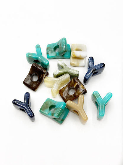 Mixed MARBLE Random Color Acrylic Large 20mm HORIZONTAL Hole Letter Beads