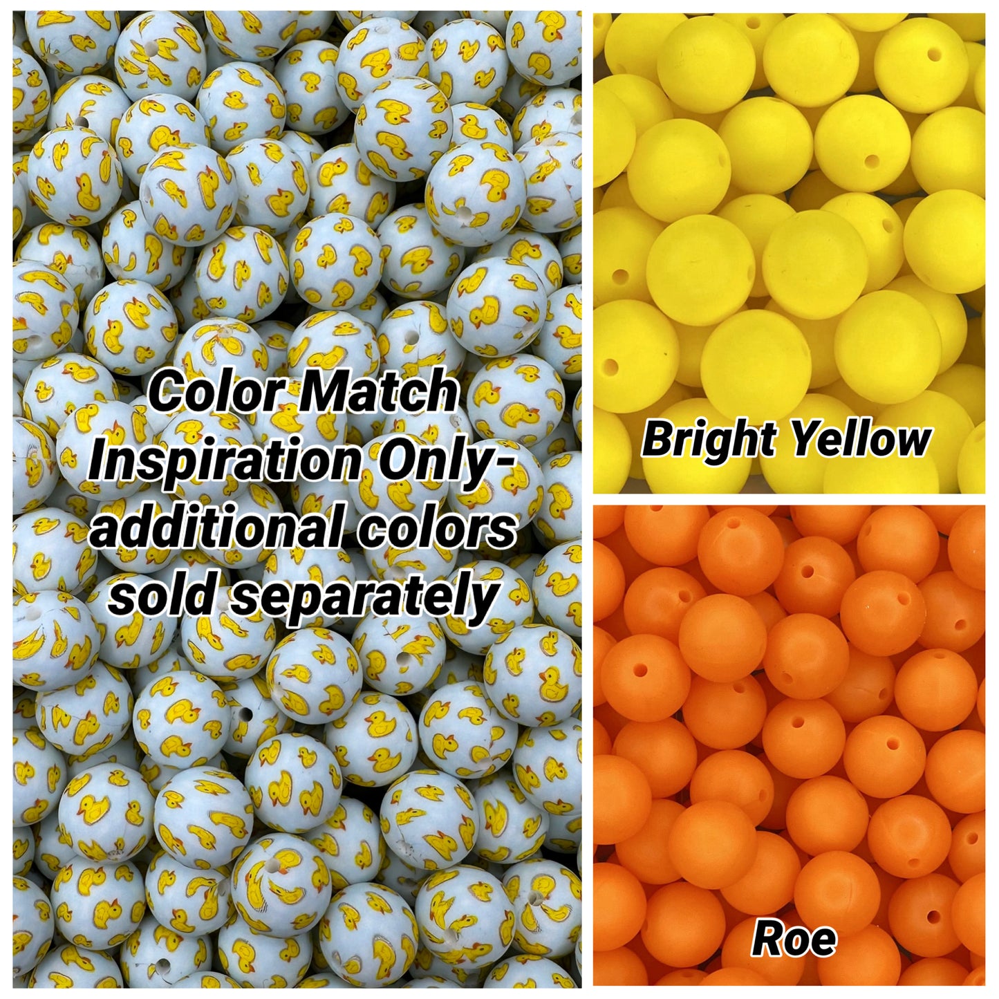 CTS Creation: Yellow Ducking Love You Printed 15mm Bead