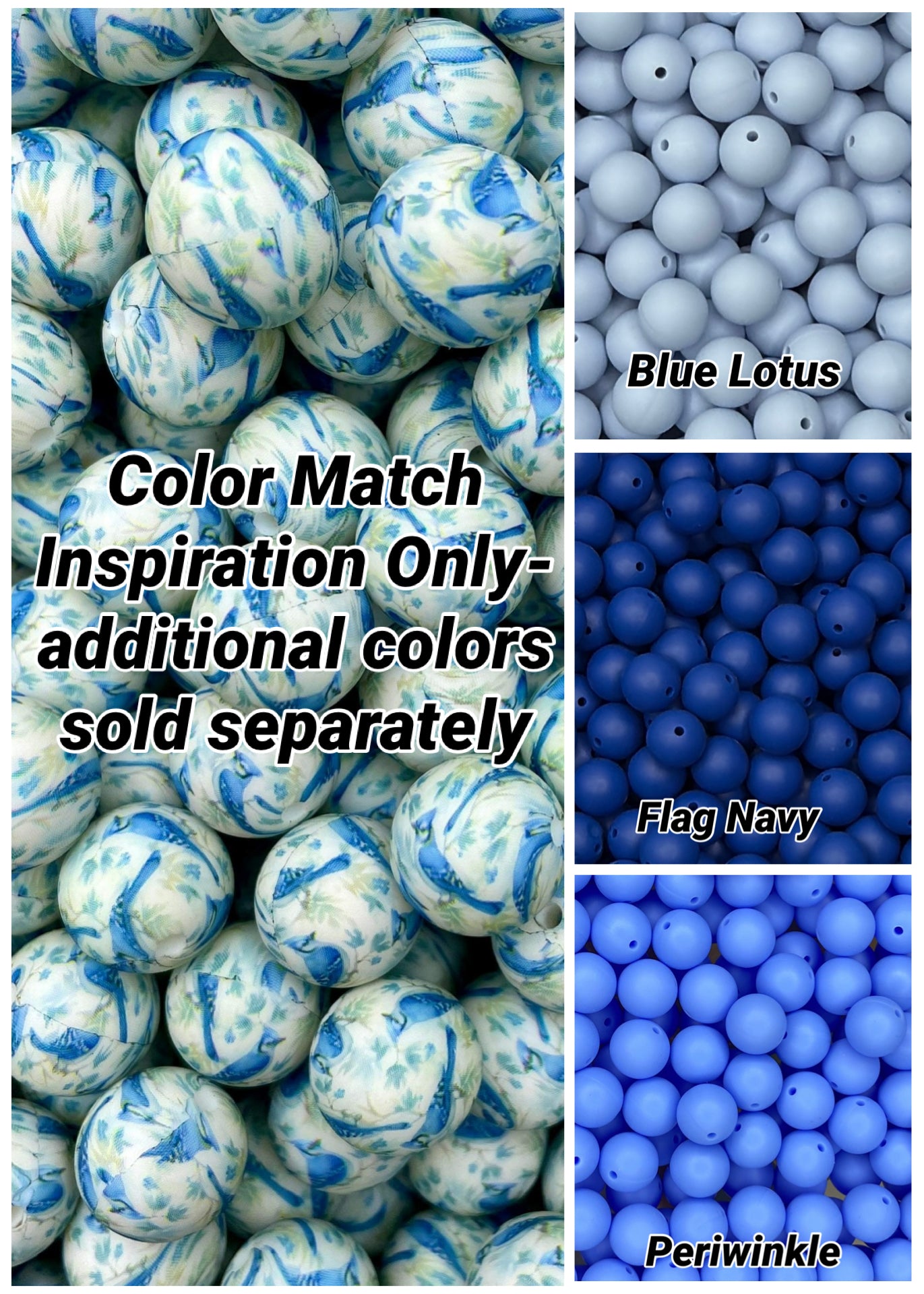 Création CTS : Perle de 15 mm imprimée Geai bleu