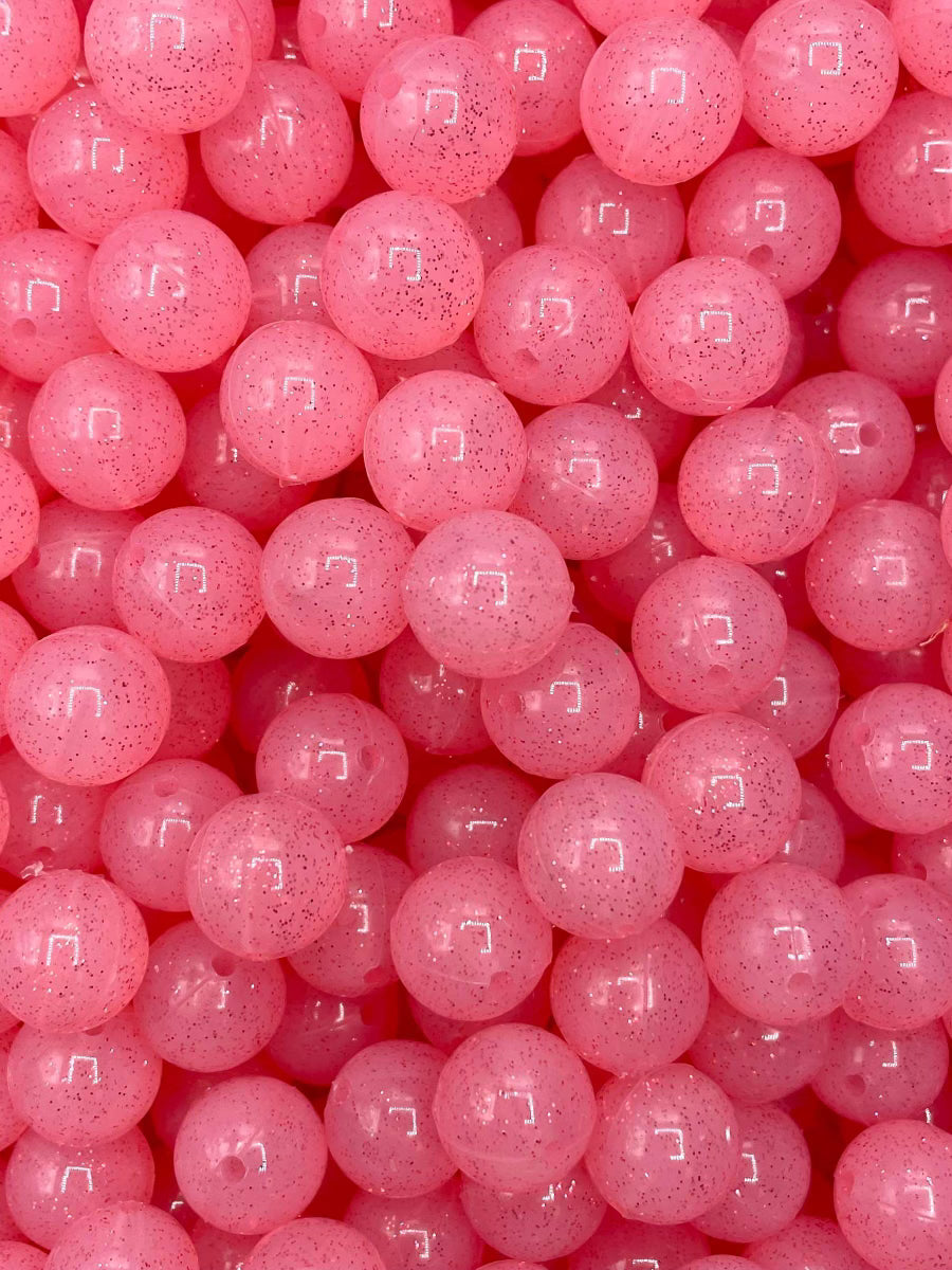 Pink Sparkle Jelly 15mm Beads