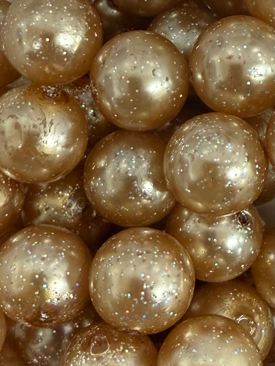 Champagne Solid Glitter 20mm Acrylic Bead