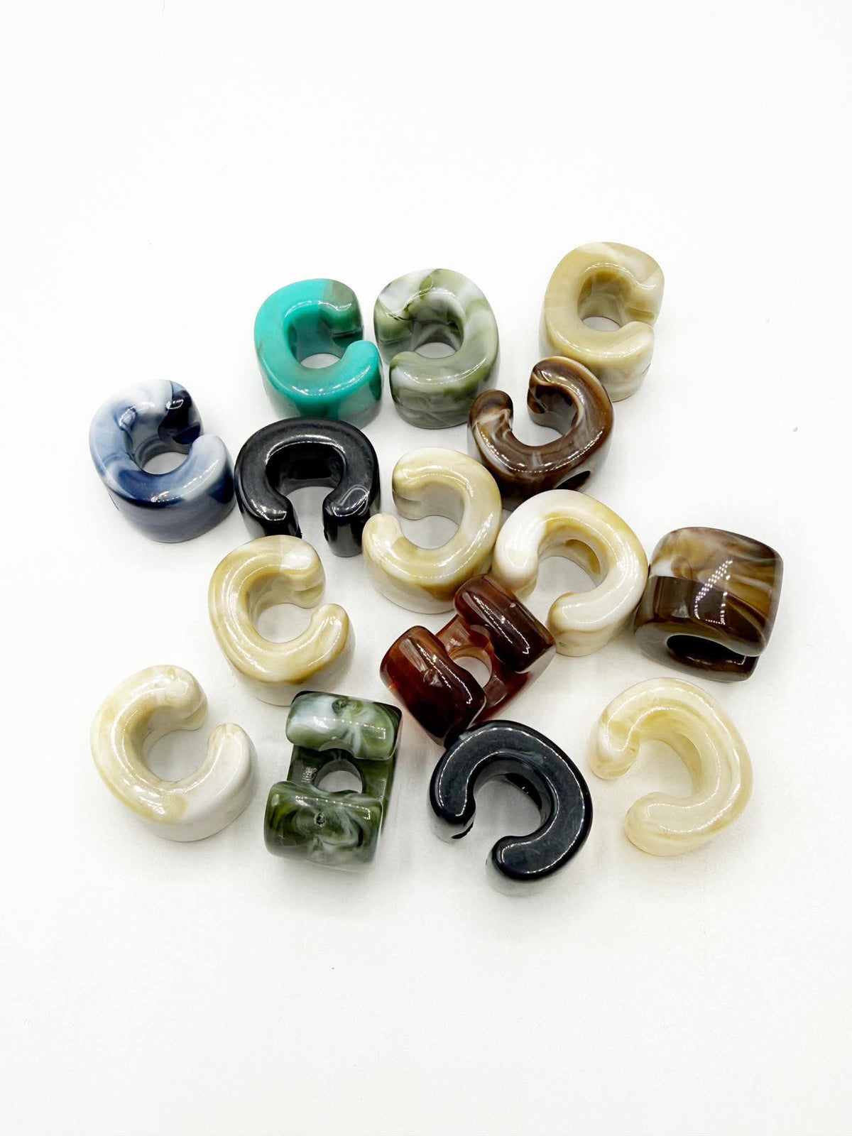 Mixed MARBLE Random Color Acrylic Large 20mm HORIZONTAL Hole Letter Beads