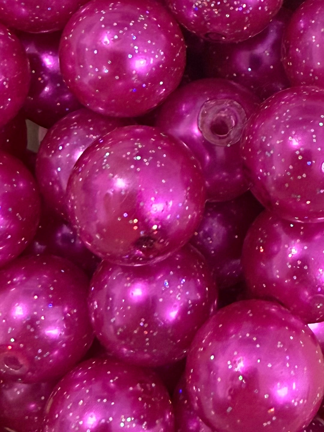 Fuchsia Solid Glitter 20mm Acrylic Bead