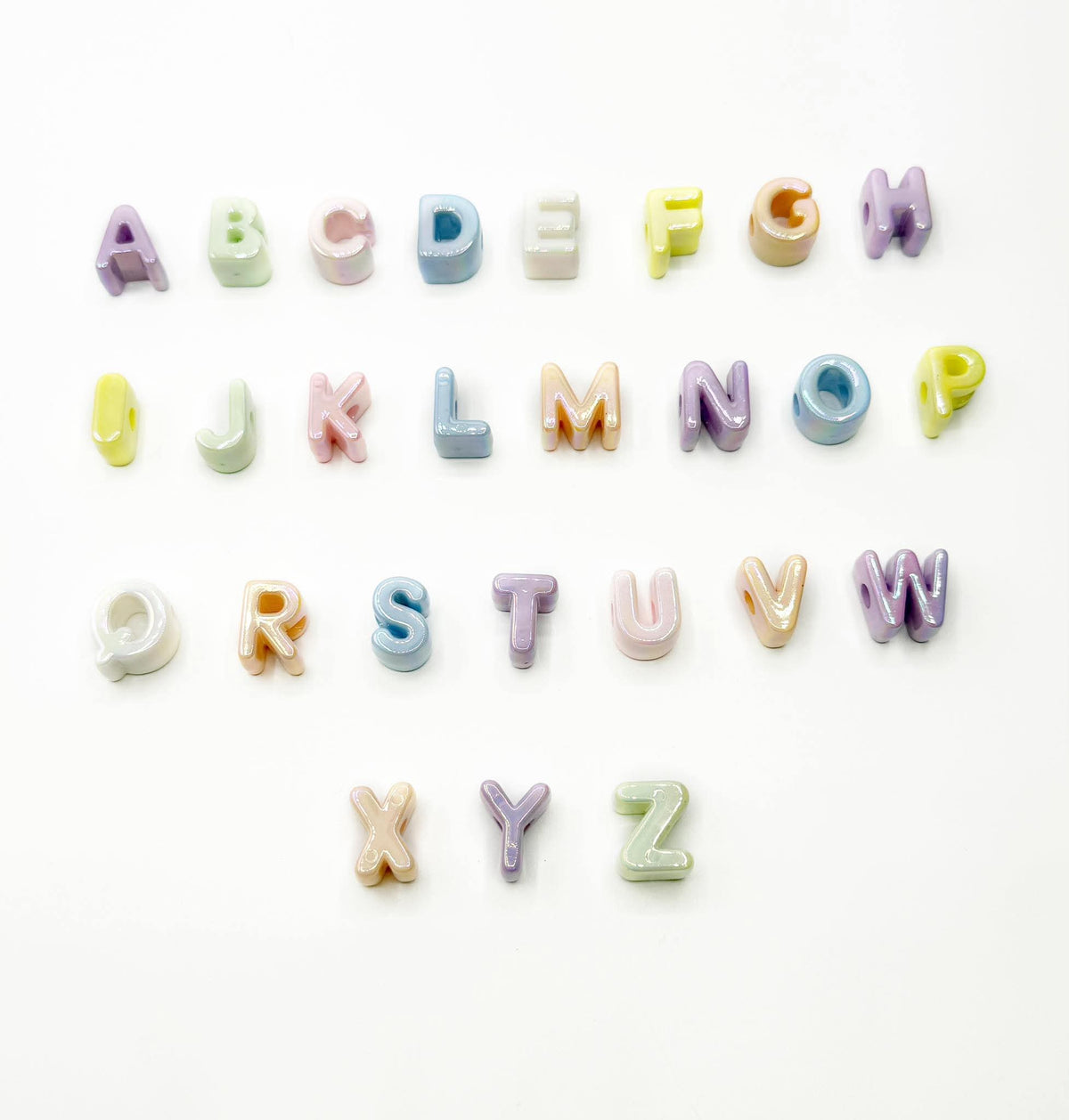 Mixed Pastel SOLID Random Color Acrylic Large 20mm HORIZONTAL Hole Letter Beads