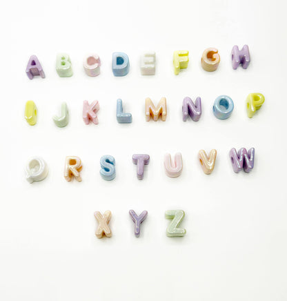 Mixed Pastel SOLID Random Color Acrylic Large 20mm HORIZONTAL Hole Letter Beads