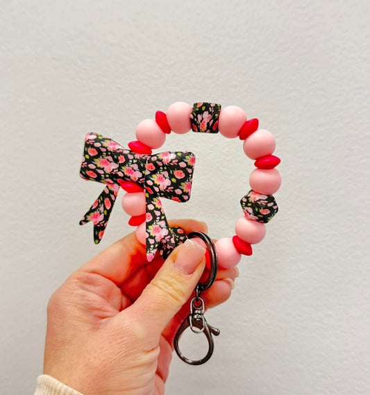 Black Rose Floral Big Bow Energy Wristlet Kit