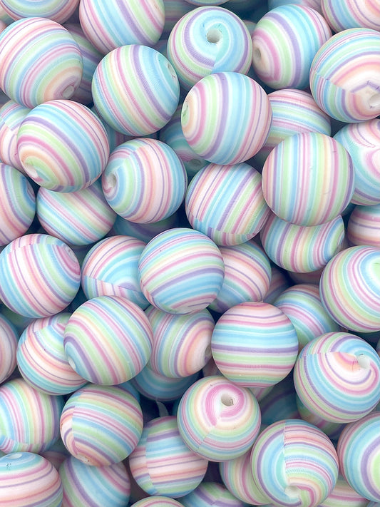CTS Creation: Pastel Stripes Printed 15mm Bead