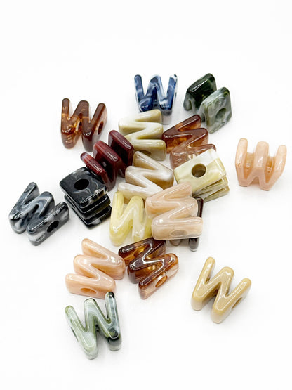 Mixed MARBLE Random Color Acrylic Large 20mm HORIZONTAL Hole Letter Beads