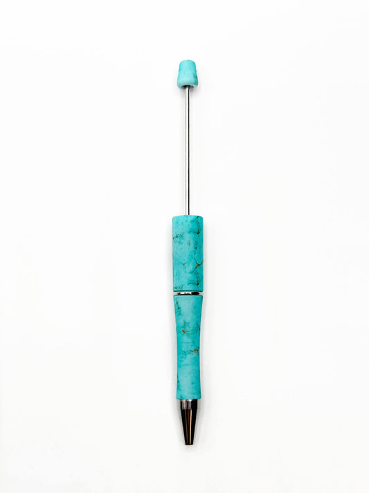 Création CTS : Stylo perlé en plastique imprimé pierre turquoise**Brevet en instance**
