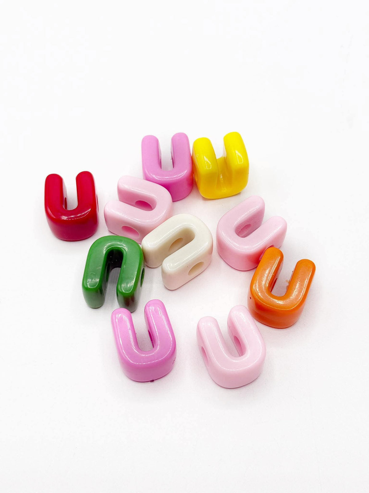 Mixed Primary SOLID Random Color Acrylic Large 20mm HORIZONTAL Hole Letter Beads