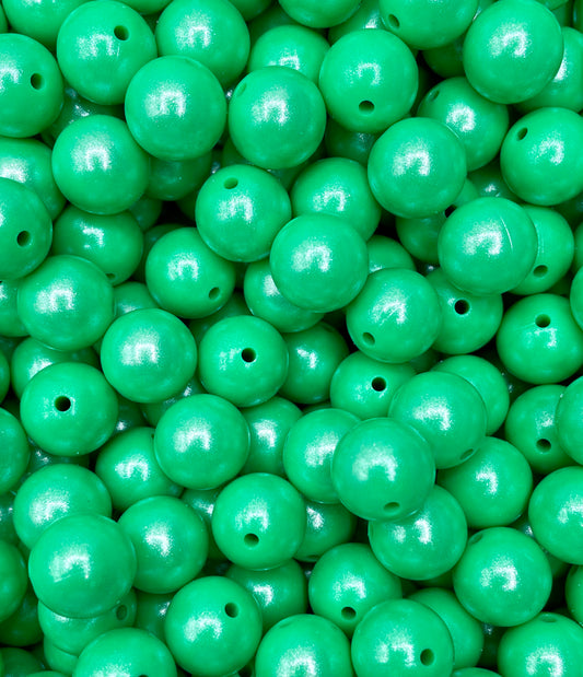 Perles super chatoyantes vert Kelly de 15 mm