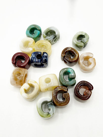 Mixed MARBLE Random Color Acrylic Large 20mm HORIZONTAL Hole Letter Beads