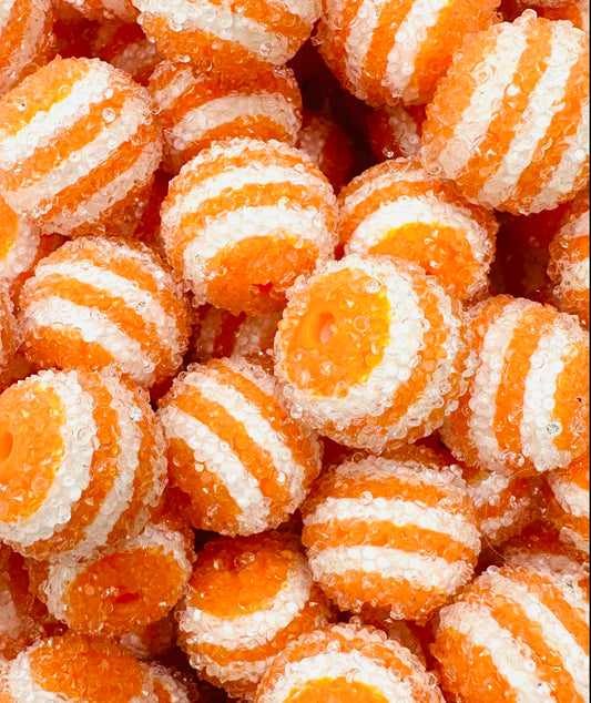 Orange Stripes Sugar 20mm Acrylic Bead