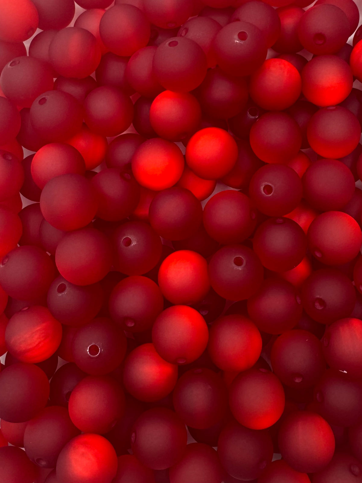 Red Reflective Frosted Acrylic 16mm Acrylic Bead *Read Description*