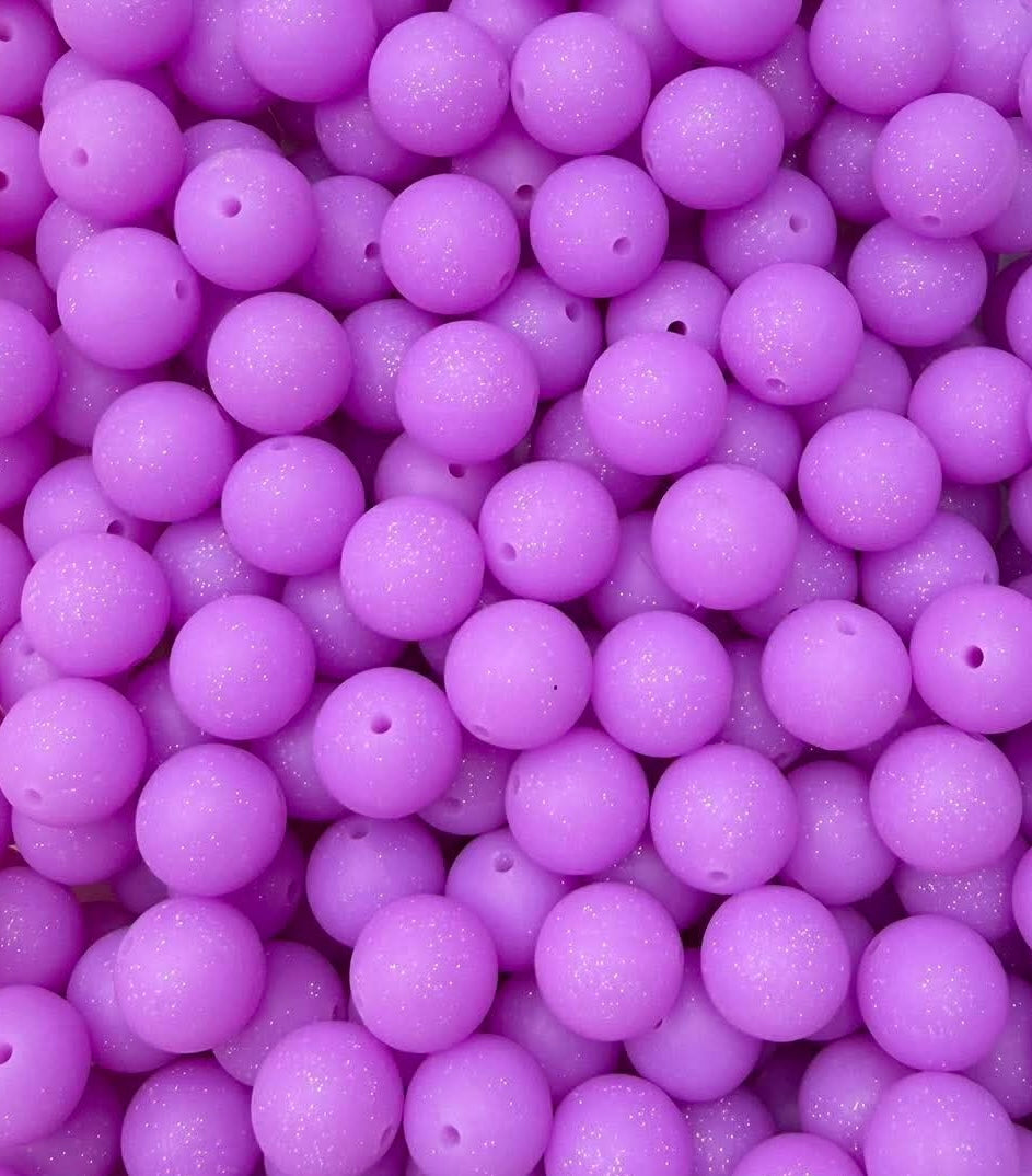 Neon Purple SPARKLE Glow 15mm Round