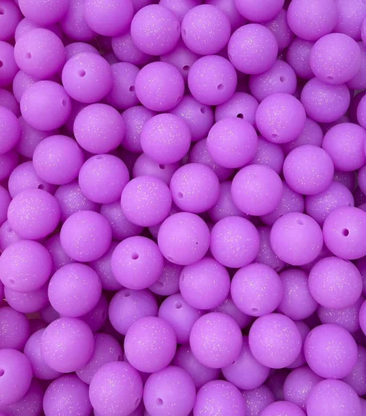 Neon Purple SPARKLE Glow 15mm Round