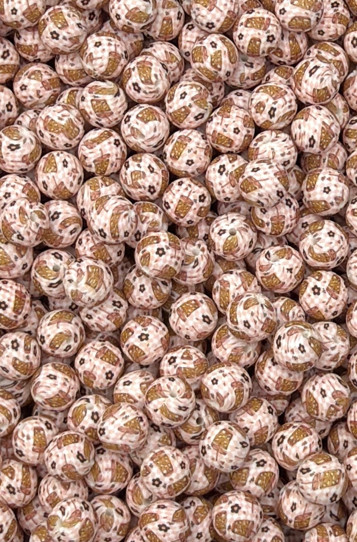 Checkered Brews Printed 15mm Bead