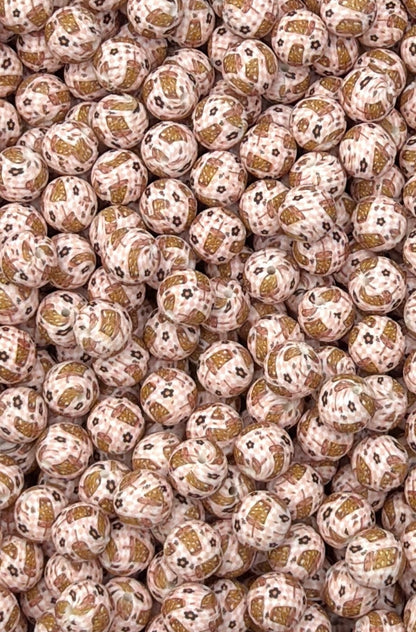 Checkered Brews Printed 15mm Bead
