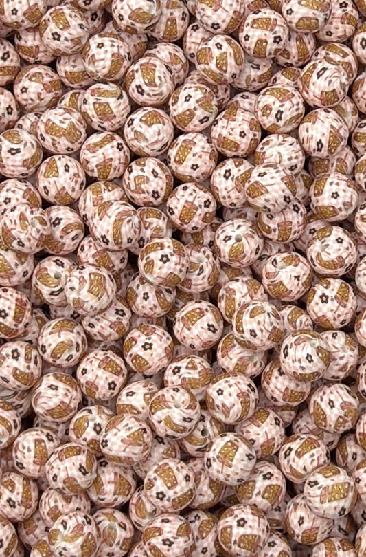 Checkered Brews Printed 15mm Bead