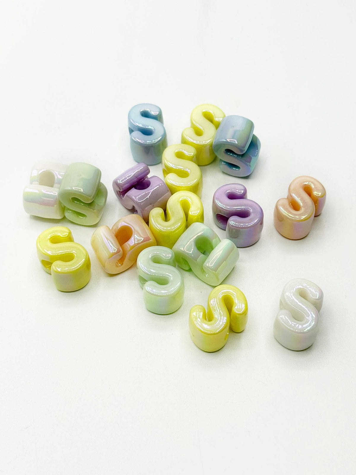 Mixed Pastel SOLID Random Color Acrylic Large 20mm HORIZONTAL Hole Letter Beads