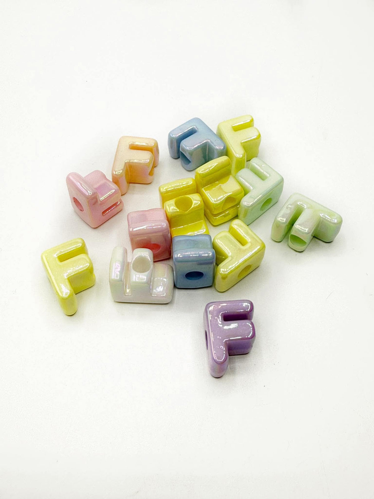 Mixed Pastel SOLID Random Color Acrylic Large 20mm HORIZONTAL Hole Letter Beads