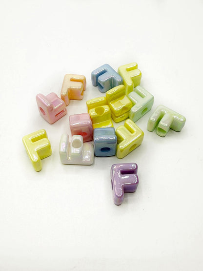 Mixed Pastel SOLID Random Color Acrylic Large 20mm HORIZONTAL Hole Letter Beads