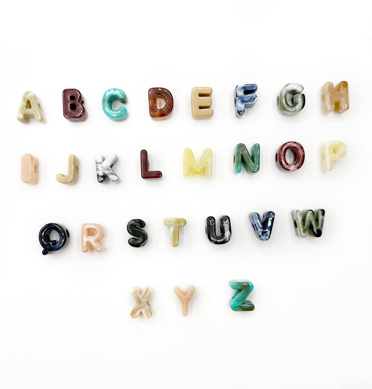 Mixed MARBLE Random Color Acrylic Large 20mm HORIZONTAL Hole Letter Beads