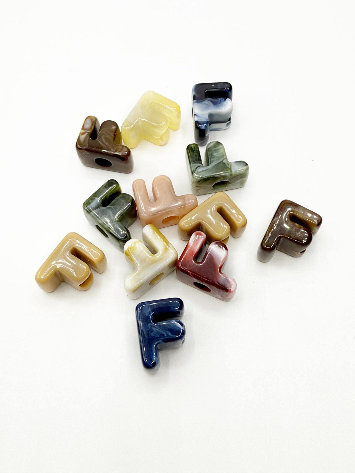 Mixed MARBLE Random Color Acrylic Large 20mm HORIZONTAL Hole Letter Beads