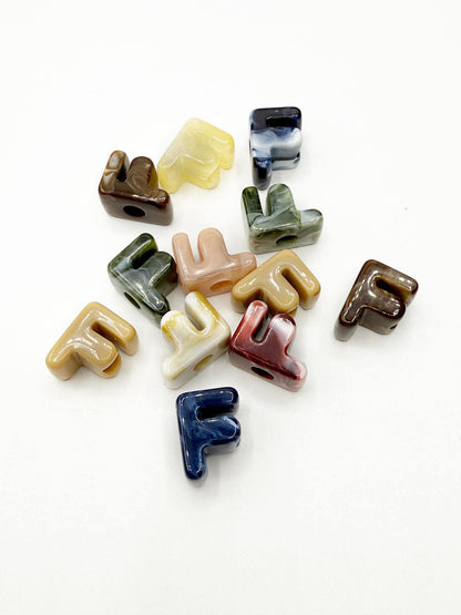 Mixed MARBLE Random Color Acrylic Large 20mm HORIZONTAL Hole Letter Beads