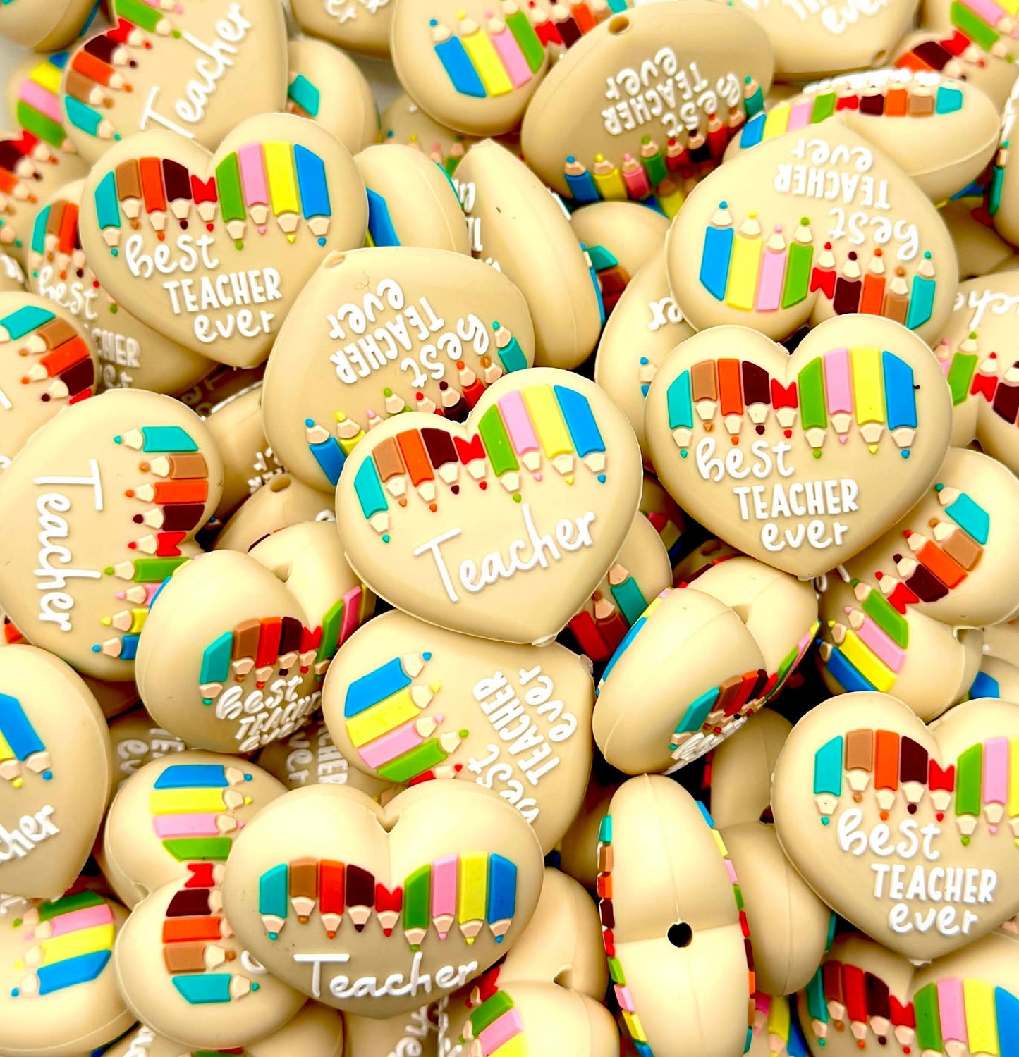 Best Teacher Ever Heart Focal Bead