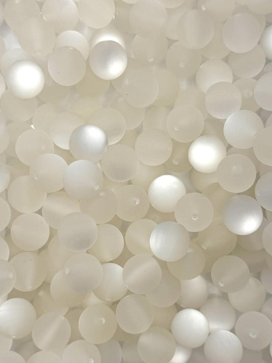 White Reflective Frosted Acrylic 16mm Acrylic Bead *Read Description*