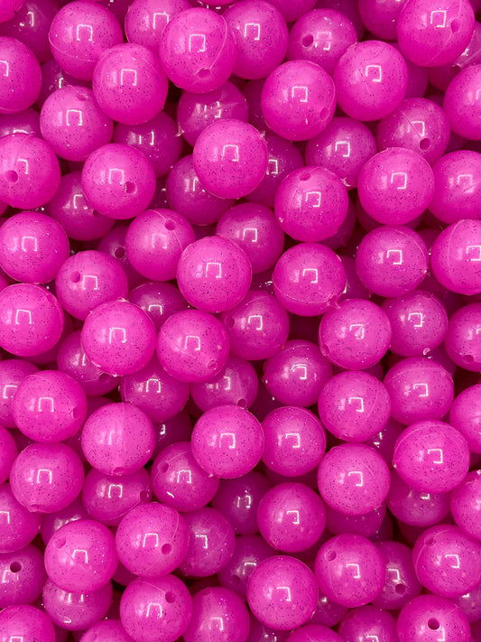 Fuchsia Sparkle Jelly 15mm Beads