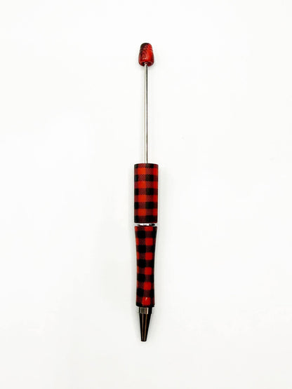 Buffalo Plaid Printed Plastic Beadable Pen