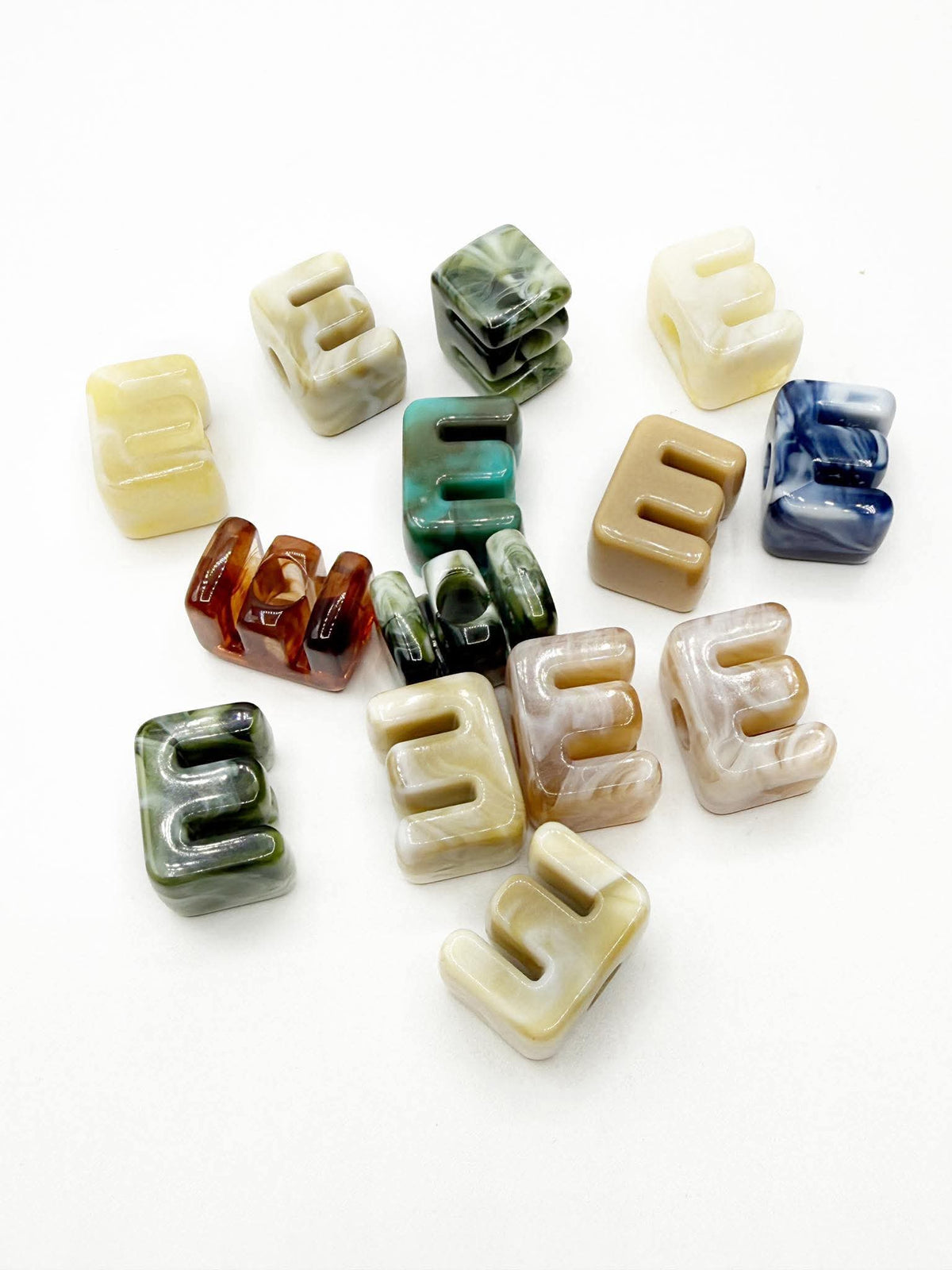 Mixed MARBLE Random Color Acrylic Large 20mm HORIZONTAL Hole Letter Beads