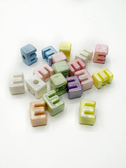 Mixed Pastel SOLID Random Color Acrylic Large 20mm HORIZONTAL Hole Letter Beads