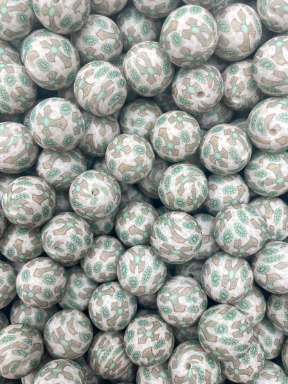 Création CTS : Perle de 15 mm imprimée en forme de croix occidentale 