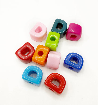 Mixed Primary SOLID Random Color Acrylic Large 20mm HORIZONTAL Hole Letter Beads