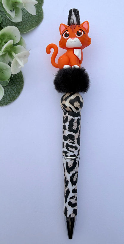 3D Orange Kitten Focal Bead